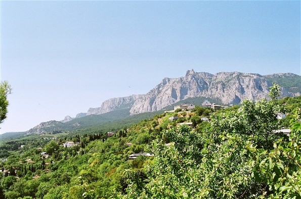 Image -- Mount Ai-Petri and the town of Koreiz in the Crimea.