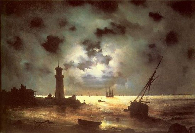 Image -- Ivan Aivazovsky: Sea Shore at Night (1837).