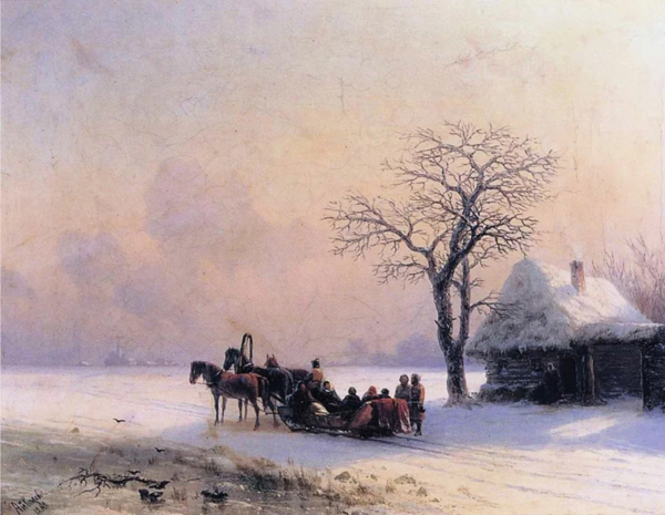 Image -- Ivan Aivazovsky: Winter Scene in Ukraine (1868).