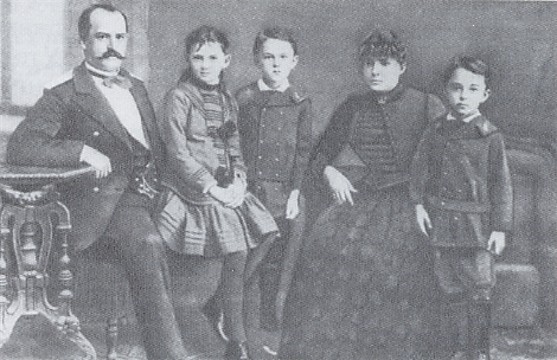 Image -- Mykola Arkas with his wife and children.