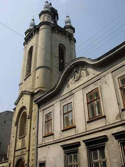 Image -- The Armenian Cathedral in Lviv: tower and archbishop's residence.