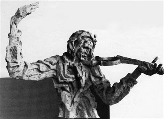 Image -- A sculpture of Artem Vedel by Mykhailo Hrytsiuk.
