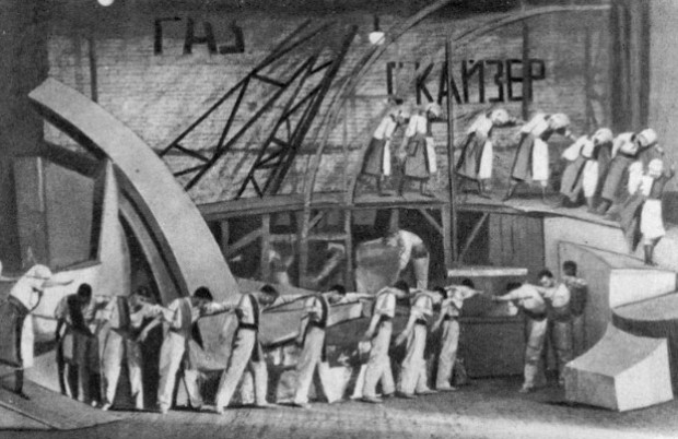 Image -- A scene from the Berezil theatre production (1923) of Georg Kaiser, Gas I.