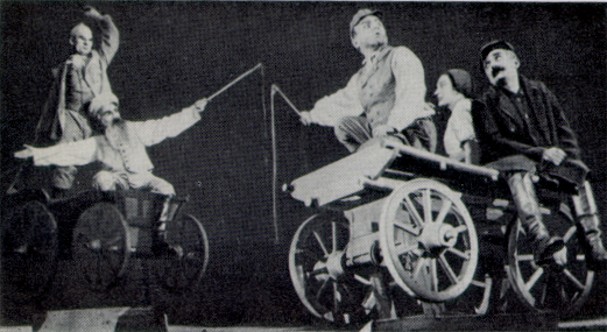 Image -- A scene from Les Kurbas' production of Ivan Mykytenko's Dictatorship in the Berezil theater (1930).