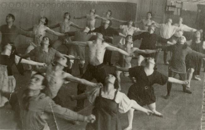 Image -- A movement class at the Berezil theater.