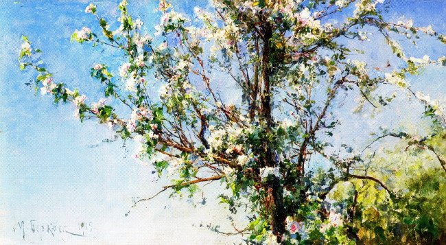 Image -- Mykhailo Berkos: Apple Tree in Bloom (1919).
