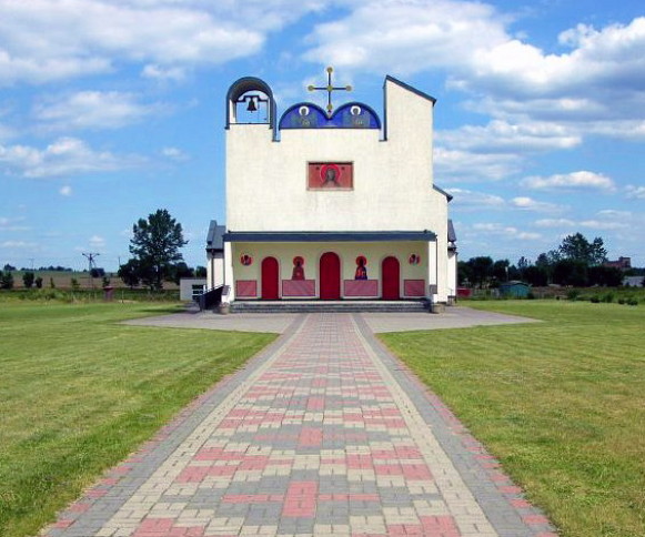 Image -- Bialy Bor: Church of the Nativity of the Theotokos designed by Jerzy Nowosielski.