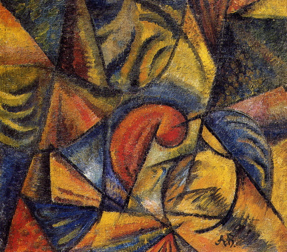 Image -- Oleksander Bohomazov: An Abstract Composition (1915).