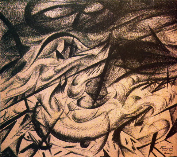 Image -- Oleksander Bohomazov: Fire in Kyiv (1916).
