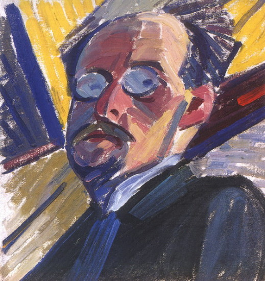 Image -- Oleksander Bohomazov: Self-portrait (1914-15).
