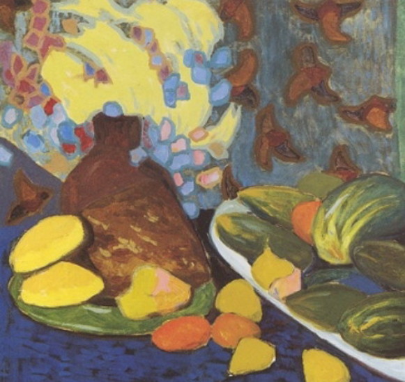 Image -- Oleksander Bohomazov: Still Life with Vegetables and Fruits (1900s).