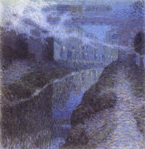 Image -- Oleksander Bohomazov: The Bridge (1908).
