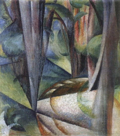 Image -- Oleksander Bohomazov: A Forest. Boiarka (1915).