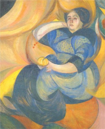 Image -- Oleksander Bohomazov: Portrait of a Woman (1914).