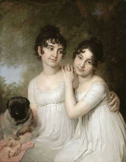 Image -- Volodymyr Borovykovsky: Portrait of Countesses Elena and Aleksandra Kurakina (1802, Louvre, Paris).