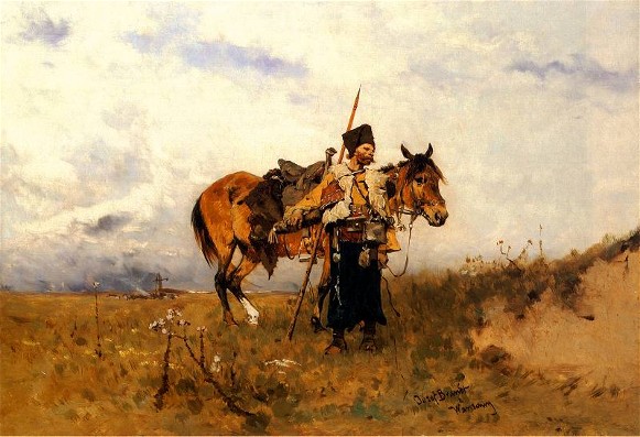 Image -- Jozef Brandt: A Cossack on Guard.