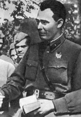 Image -- Leonid Brezhnev as political commissar in the Soviet Army (1942).