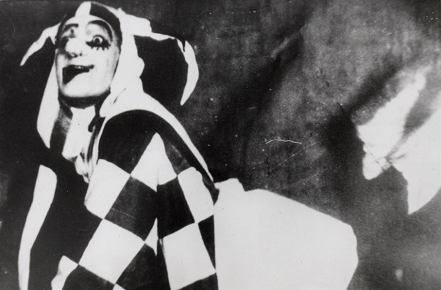 Image -- Amvrosii Buchma as the Fool (Porter) in Les Kurbas production of Macbeth in Berezil (1924).
