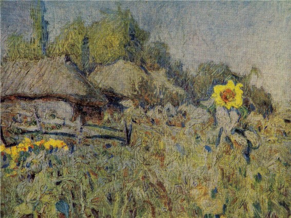 Image -- Mykola Burachek: Autumn. Sunflowers (1918).
