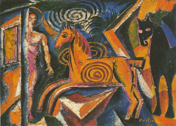 Image -- Davyd Burliuk: Carousel (1921).
