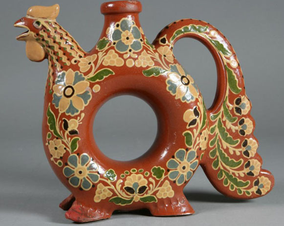 Image -- Ceramic bottle. Havrylo and Yavdokha Poshyvailo from Opishnia (Ivan Honchar Museum).