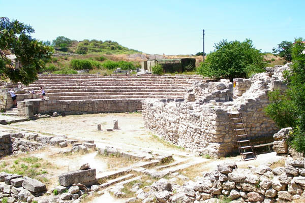 Image -- The ruins of the amphitheater in Chersonese Taurica near Sevastopol in the Crimea.