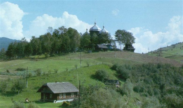 Image -- A church in the Carpathian foothills in Transcarpathia oblast.
