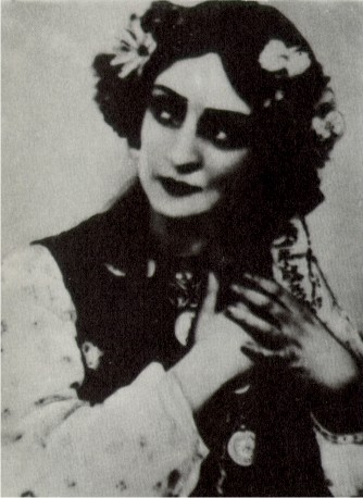 Image -- Valentyna Chystiakova as Oksana in the Berezil production based on Taras Shevchenko's Haidamaky (1924).