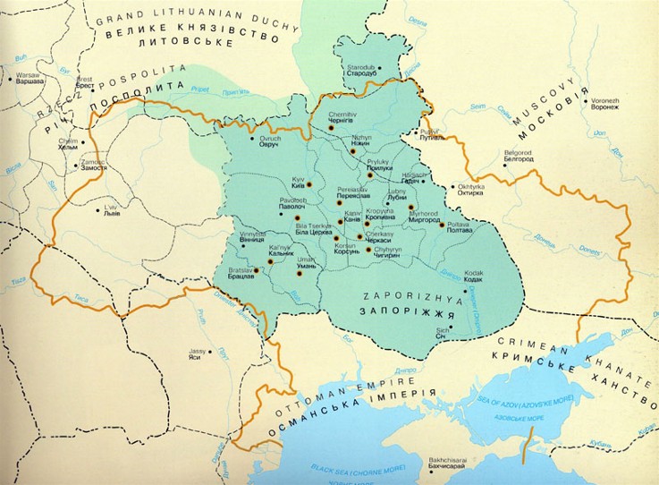 Image - The map of the Cossack Hetman state after 1649.