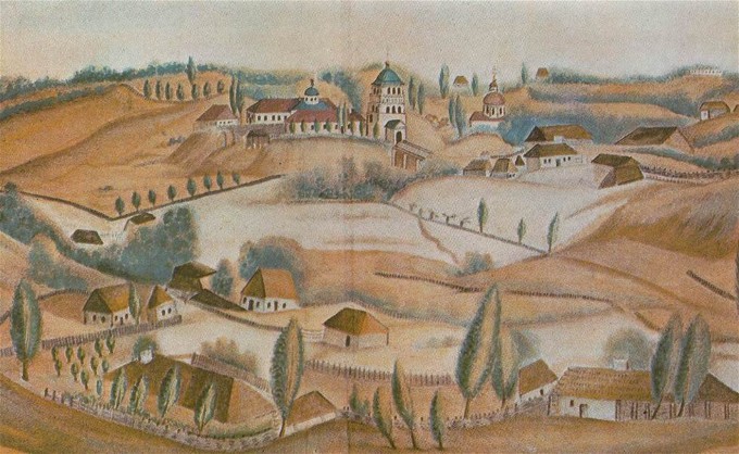 Image -- The Derman Monastery (a drawing by O. Yezhov, 1845).
