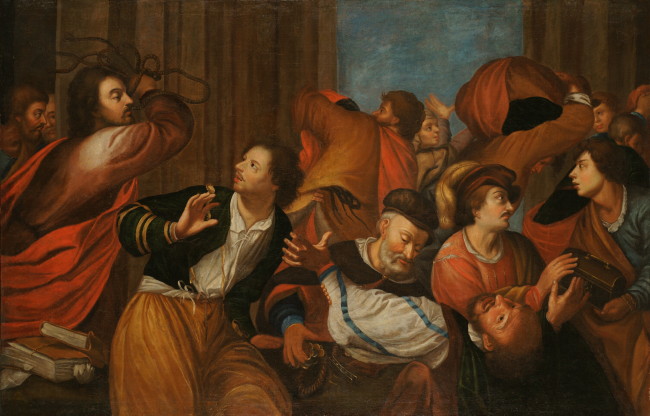 Image -- Luka Dolynsky: Expulsion of Merchants from the Temple (in the collection of the National Museum in Lviv).