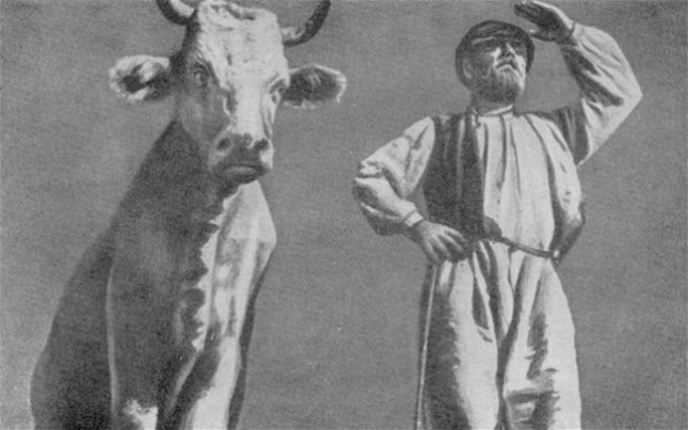 Image -- Oleksander Dovzhenko: a scene from his film Earth (1930).