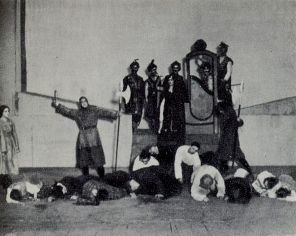 Image -- Scene from Les Kurbas production of Taras Shevchenko, Haidamaky, at the First Shevchenko Theatre (1920).
