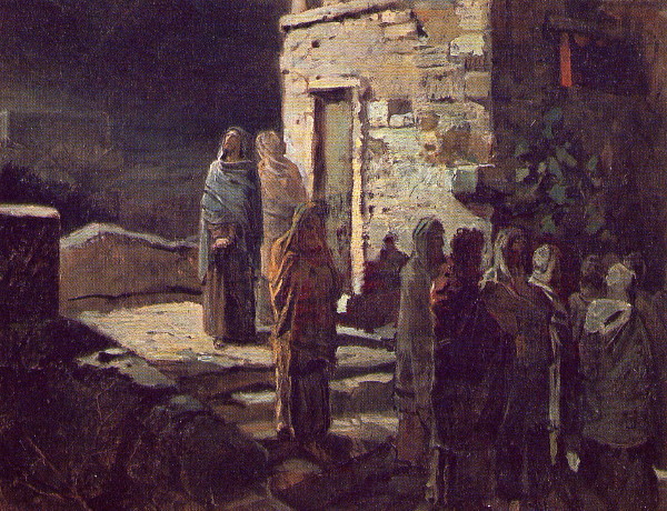 Image -- Mykola Ge: Christ and His Disciples Leave for the Garden of Gethsemane (1889).