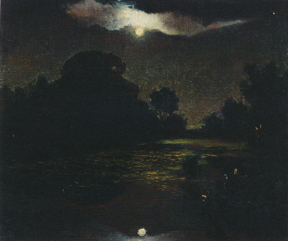 Image -- Mykola Ge: Moonlit Night in Ivanovskyi khutir (1880s).