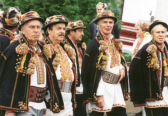 Image -- Hutsuls in traditional dress.