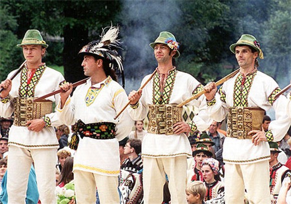 Image -- Hutsuls in traditional dress.