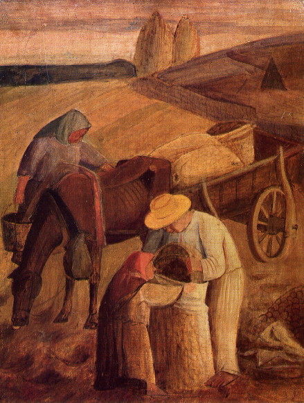 Image -- Kyrylo Hvozdyk: Peasants in the Field (1929).