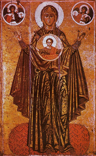 Image -- Icon of Virgin Platytera (Orans) (12-th century) attributed to Master Olimpii.