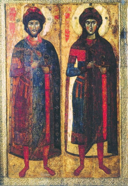 Image -- The icon of Saints Borys and Hlib (12th-13th centuries).