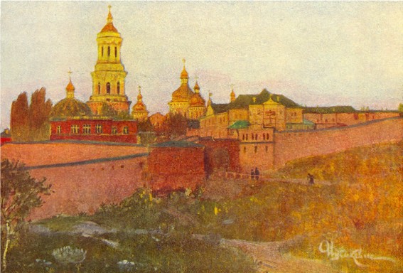 Image -- Ivan Izhakevych: Kyivan Cave Monastery (1913).