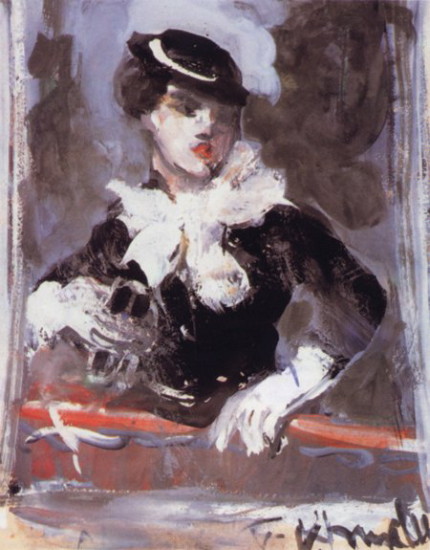 Image -- Vasyl Khmeliuk: Portrait of a Young Lady in a Hat.