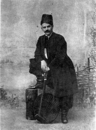 Image -- Hnat Khotkevych with a bandura.