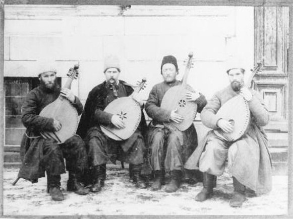 Image -- The Kobzars Stepan Pasiuha, Ivan Kuchuhura-Kucherenko, Pavlo Hashchenko, and Petro Drevchenko.