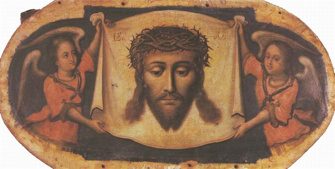 Image -- Yov Kondzelevych: Icon Spas nerukotvornyi (Savior-Not-Made-by-Hands) from the Maniava Hermitage iconostasis (1698-1705).