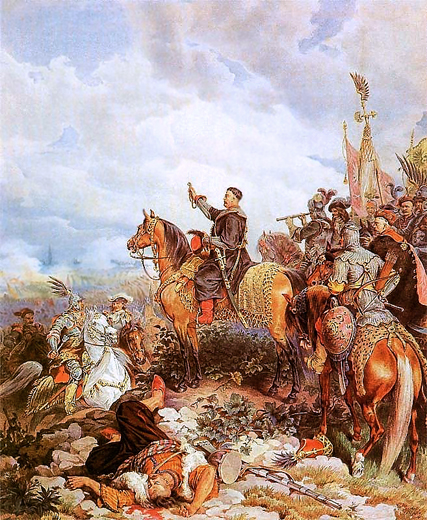 Image -- Juliusz Kossak: King John III Sobieski Blessing Attack on Turks in Vienna in 1683.