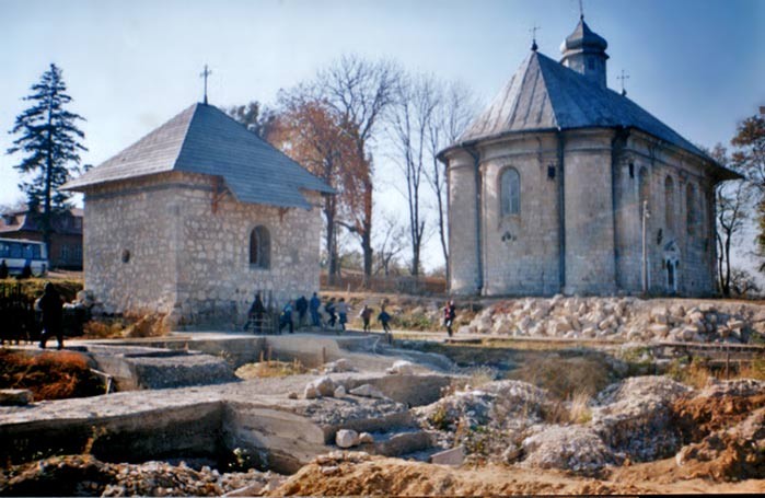 Image -- The remains of the Dormition Cathedral (1157) in Krylos (princely Halych) with the Dormition Church (16th century).