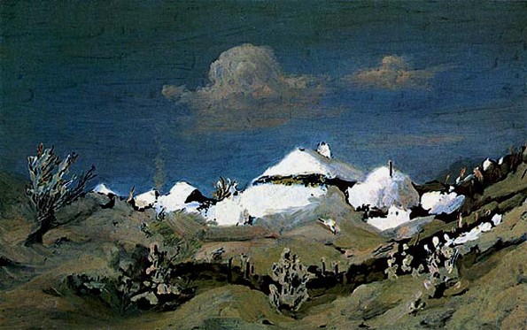 Image -- Arkhyp Kuindzhi: Winter Light Reflecting in the Roofs of Houses (1885-90.