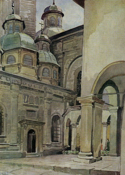Image -- Olena Kulchytska: Three Saints Chapel in Lviv (1934).