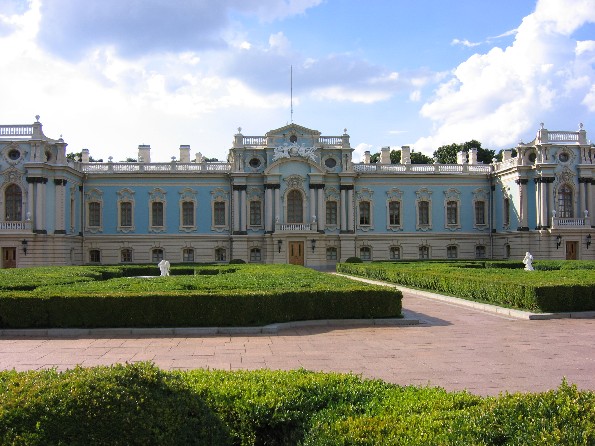 Image -- The Mariinskyi Palace in Kyiv, designed by Bartolomeo Francesco Rastrelli and built in 1747-55.